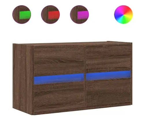 Tv Skapītis Ar Led Lampiņām, Brūna Ozolkoka, 80X31X45 Cm Vidaxl