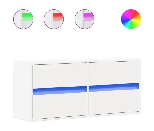 Tv Sienas Skapītis Ar Led Lampiņām, Balts, 100X31X45 Cm Vidaxl