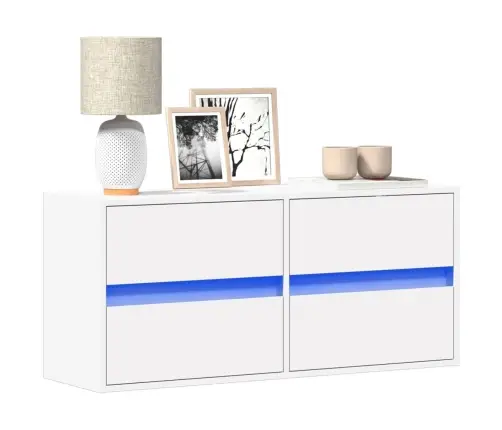 Tv Sienas Skapītis Ar Led Lampiņām, Balts, 100X31X45 Cm Vidaxl