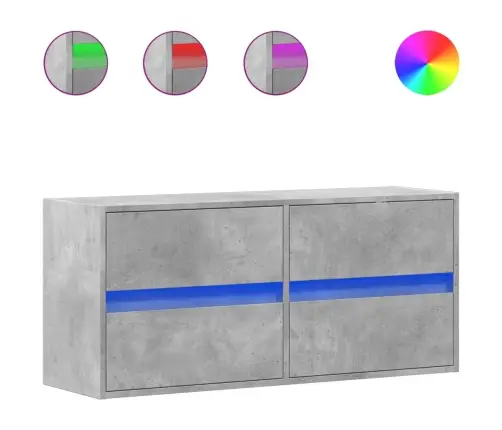 Tv Sienas Skapītis Ar Led Lampiņām, Betona Pelēks, 100X31X45 Cm Vidaxl