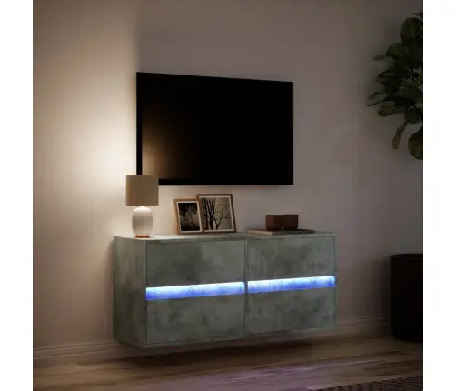 Tv Sienas Skapītis Ar Led Lampiņām, Betona Pelēks, 100X31X45 Cm Vidaxl