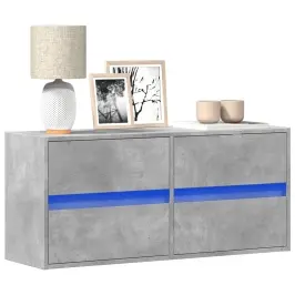 Tv Sienas Skapītis Ar Led Lampiņām, Betona Pelēks, 100X31X45 Cm Vidaxl