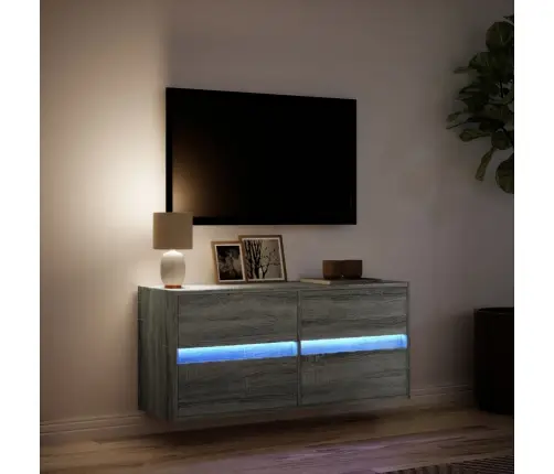 Sieninė Tv Spintelė Su Led Lemputėmis, Pilka, 100X31X45Cm