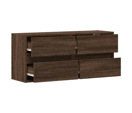 Tv Sienas Skapītis Ar Led Lampiņām, Brūna Ozola, 100X31X45 Cm Vidaxl