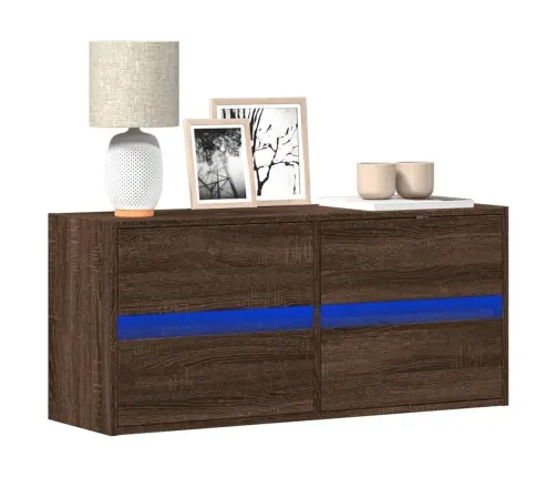 Tv Sienas Skapītis Ar Led Lampiņām, Brūna Ozola, 100X31X45 Cm Vidaxl