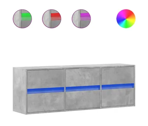 Tv Sienas Skapītis Ar Led Lampiņām, Betona Pelēks, 130X31X45 Cm Vidaxl