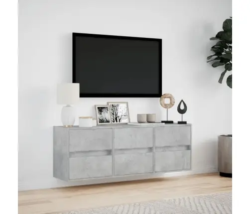 Tv Sienas Skapītis Ar Led Lampiņām, Betona Pelēks, 130X31X45 Cm Vidaxl