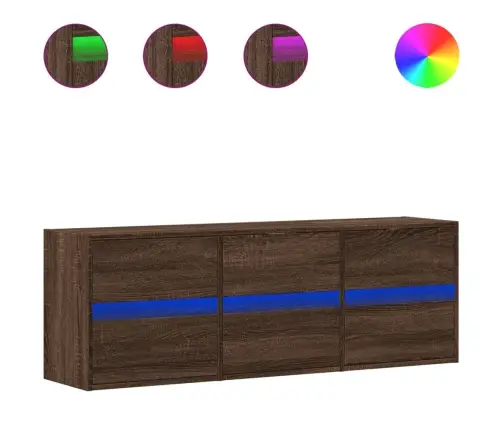 Tv Sienas Skapītis Ar Led Lampiņām, Brūna Ozola, 130X31X45 Cm Vidaxl