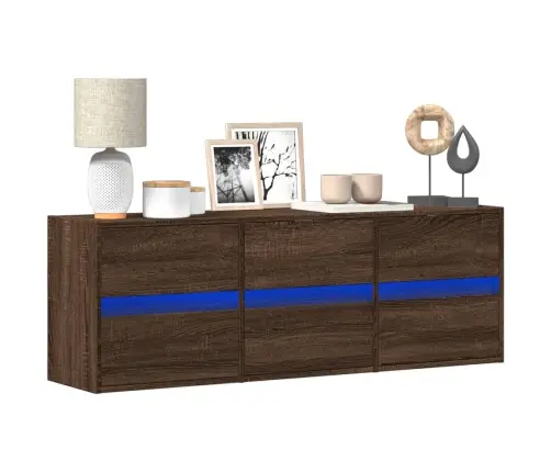 Tv Sienas Skapītis Ar Led Lampiņām, Brūna Ozola, 130X31X45 Cm Vidaxl