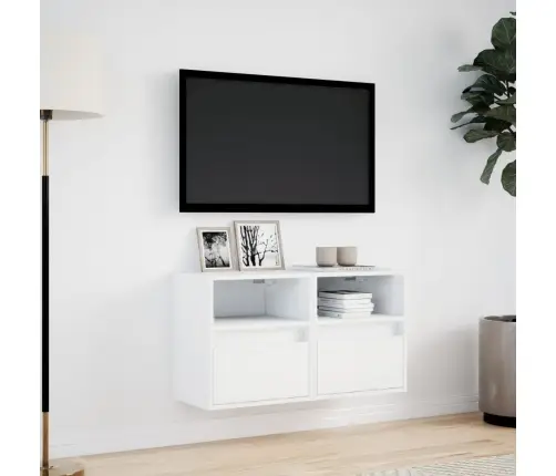 Tv Galdiņi Ar Led Lampiņām, 2 Gab., Balti, 41X31X45 Cm Vidaxl
