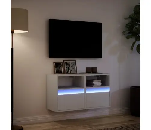 Tv Galdiņi Ar Led Lampiņām, 2 Gab., Balti, 41X31X45 Cm Vidaxl
