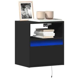 Tv Sienas Skapītis Ar Led Lampiņām, Melns, 41X31X45 Cm Vidaxl