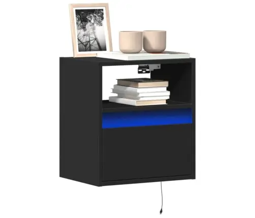Tv Sienas Skapītis Ar Led Lampiņām, Melns, 41X31X45 Cm Vidaxl