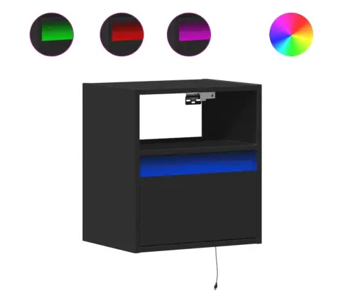 Sieninės Tv Spintelės Su Led, 2Vnt., Juodos, 41X31X45Cm