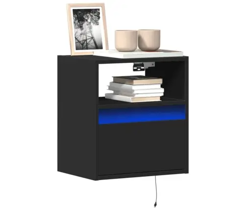 Sieninės Tv Spintelės Su Led, 2Vnt., Juodos, 41X31X45Cm