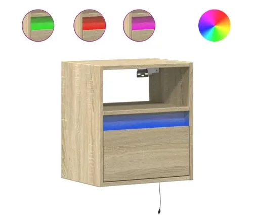 Tv Sienas Skapītis Ar Led Lampiņām, Ozola Krāsa, 41X31X45 Cm Vidaxl