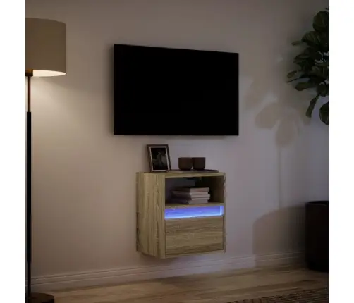 Tv Sienas Skapītis Ar Led Lampiņām, Ozola Krāsa, 41X31X45 Cm Vidaxl