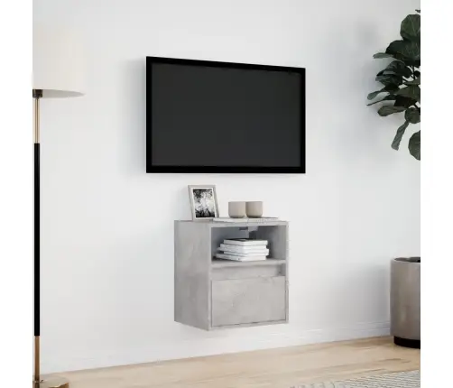 Tv Sienas Skapītis Ar Led Lampiņām, Betona Pelēks, 41X31X45 Cm Vidaxl