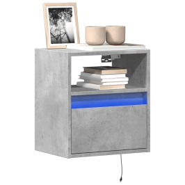 Sieninė Tv Spintelė Su Led Lemputėmis, Betono, 41X31X45Cm