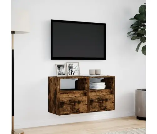 Tv Plaukti Ar Led Lampiņām, 2 Gab., Ozolkoka Krāsa, 41X31X45 Cm Vidaxl