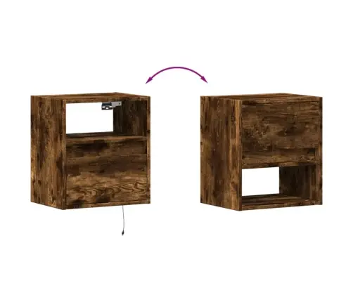 Tv Plaukti Ar Led Lampiņām, 2 Gab., Ozolkoka Krāsa, 41X31X45 Cm Vidaxl