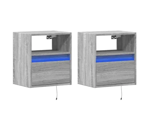 Tv Plaukti Ar Led Lampiņām, 2 Gab., Pelēka Ozola, 41X31X45 Cm Vidaxl