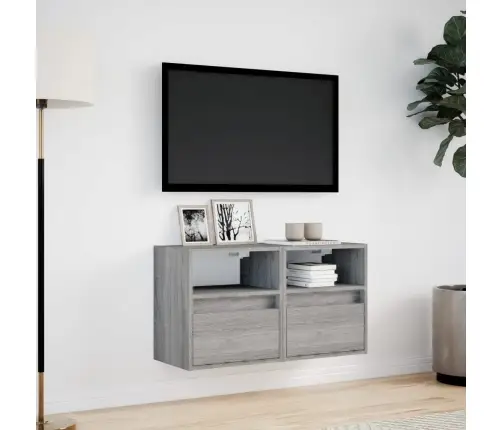 Tv Plaukti Ar Led Lampiņām, 2 Gab., Pelēka Ozola, 41X31X45 Cm Vidaxl