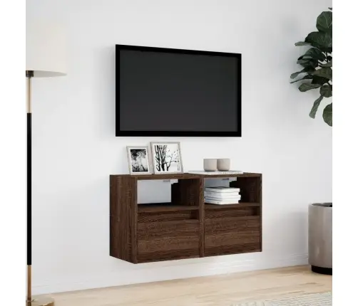 Teleri Seinakapid Led-Tuledega 2 Tk, Pruun Tamm, 41X31X45 Cm