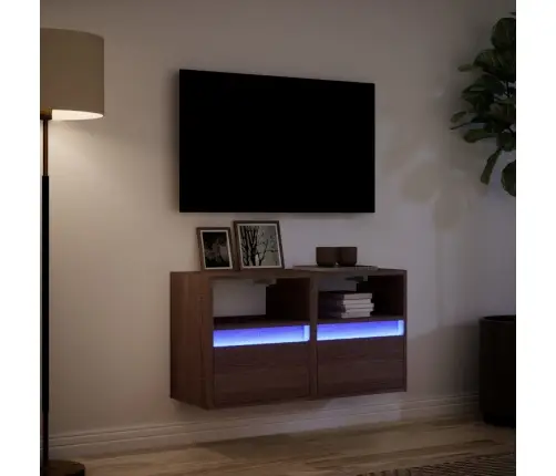 Teleri Seinakapid Led-Tuledega 2 Tk, Pruun Tamm, 41X31X45 Cm