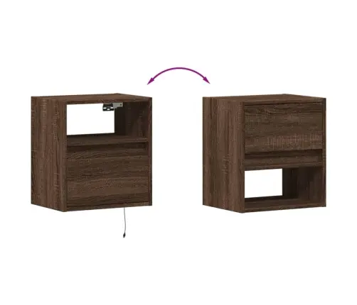 Teleri Seinakapid Led-Tuledega 2 Tk, Pruun Tamm, 41X31X45 Cm