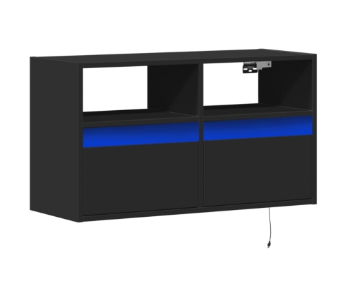 Tv Sienas Skapītis Ar Led Lampiņām, Melns, 80X31X45 Cm Vidaxl