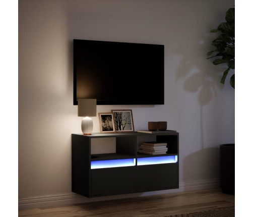 Tv Sienas Skapītis Ar Led Lampiņām, Melns, 80X31X45 Cm Vidaxl