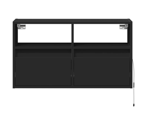 Tv Sienas Skapītis Ar Led Lampiņām, Melns, 80X31X45 Cm Vidaxl