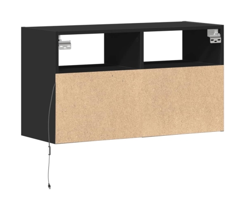 Tv Sienas Skapītis Ar Led Lampiņām, Melns, 80X31X45 Cm Vidaxl