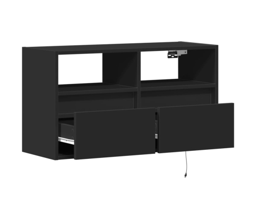 Tv Sienas Skapītis Ar Led Lampiņām, Melns, 80X31X45 Cm Vidaxl
