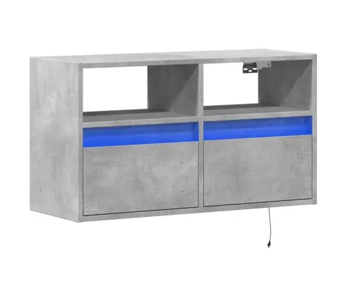 Tv Sienas Skapītis Ar Led Lampiņām, Betona Pelēks, 80X31X45 Cm Vidaxl