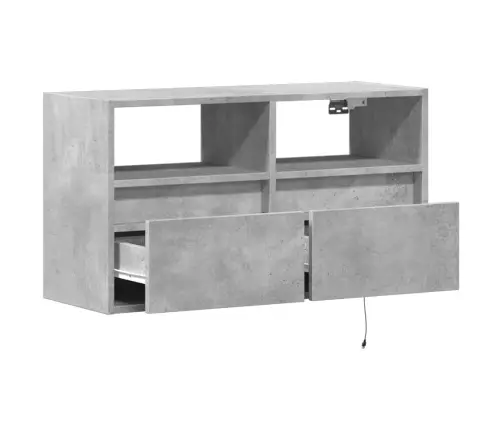 Tv Sienas Skapītis Ar Led Lampiņām, Betona Pelēks, 80X31X45 Cm Vidaxl