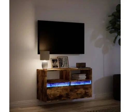 Tv Sienas Skapītis Ar Led Lampiņām, Ozola Krāsa, 80X31X45 Cm Vidaxl