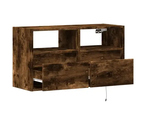 Tv Sienas Skapītis Ar Led Lampiņām, Ozola Krāsa, 80X31X45 Cm Vidaxl