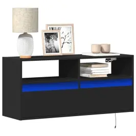 Tv Sienas Skapītis Ar Led Lampiņām, Melns, 100X31X45 Cm Vidaxl