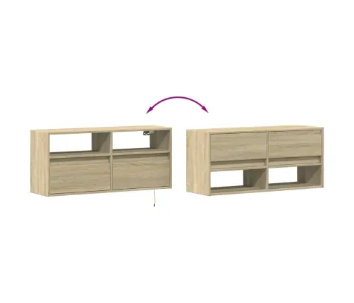 Tv Sienas Skapītis Ar Led Lampiņām, Koka Krāsa, 100X31X45 Cm Vidaxl