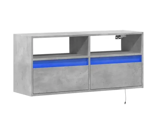 Tv Sienas Skapītis Ar Led Lampiņām, Betona Pelēks, 100X31X45 Cm Vidaxl