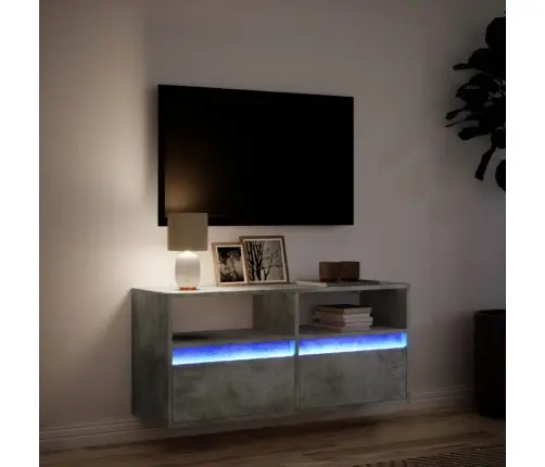 Tv Sienas Skapītis Ar Led Lampiņām, Betona Pelēks, 100X31X45 Cm Vidaxl