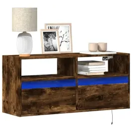 Sieninė Tv Spintelė Su Led Lemputėmis, Dūminė, 100X31X45Cm