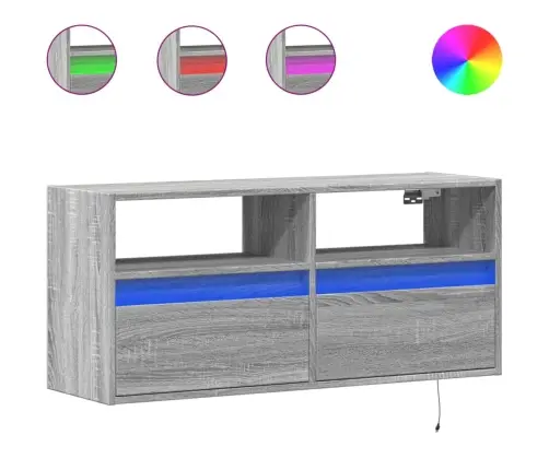 Tv Skapītis Ar Led Lampiņām, Pelēka Ozola Krāsa, 100X31X45 Cm Vidaxl