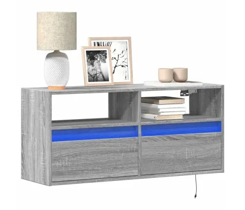 Tv Skapītis Ar Led Lampiņām, Pelēka Ozola Krāsa, 100X31X45 Cm Vidaxl