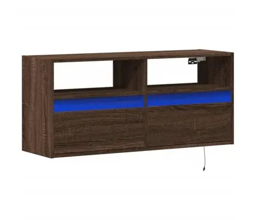 Tv Sienas Skapītis Ar Led Lampiņām, Brūna Ozola, 100X31X45 Cm Vidaxl
