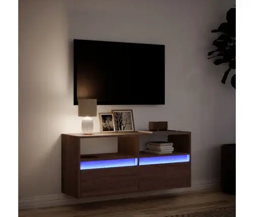 Tv Sienas Skapītis Ar Led Lampiņām, Brūna Ozola, 100X31X45 Cm Vidaxl