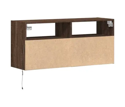 Tv Sienas Skapītis Ar Led Lampiņām, Brūna Ozola, 100X31X45 Cm Vidaxl