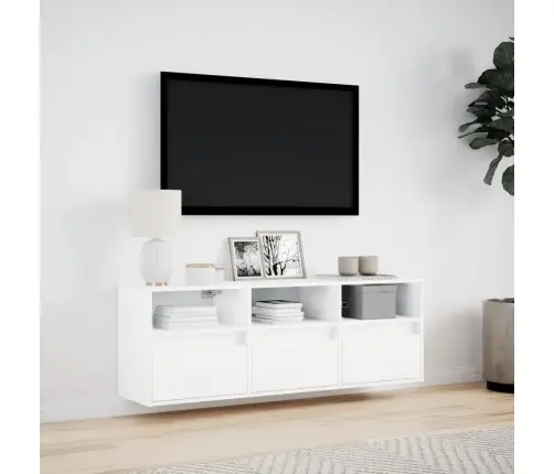 Tv Sienas Skapītis Ar Led Lampiņām, Balts, 130X31X45 Cm Vidaxl